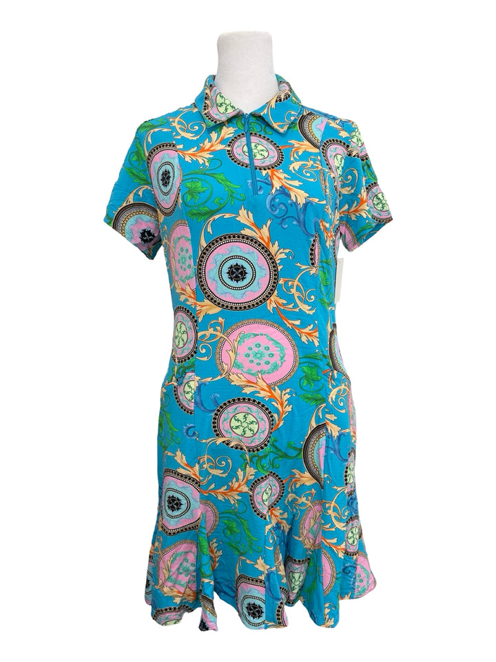 IBKUL Short Sleeve Godet Dress - Multicolored