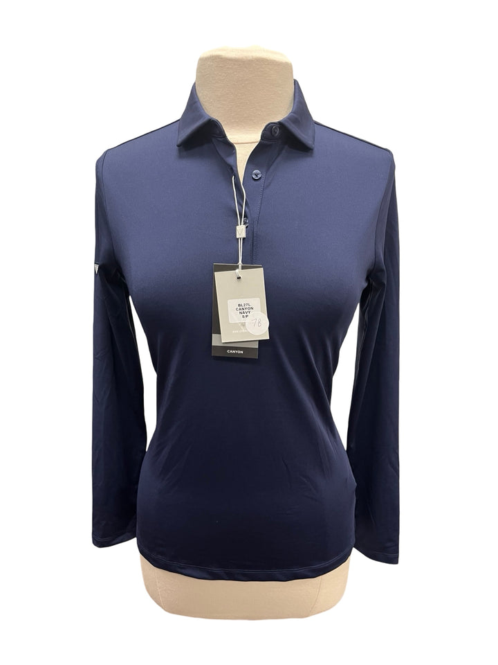 Levelwear Canyon Long Sleeve Polo - Navy - Small - NWT (FINAL SALE ITEM)