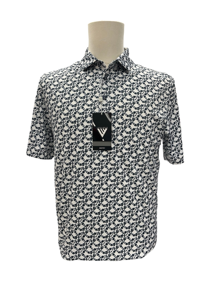 Mens Levelwear Sentry Polo Top - White/Navy - Medium - NWT (FINAL SALE ITEM)