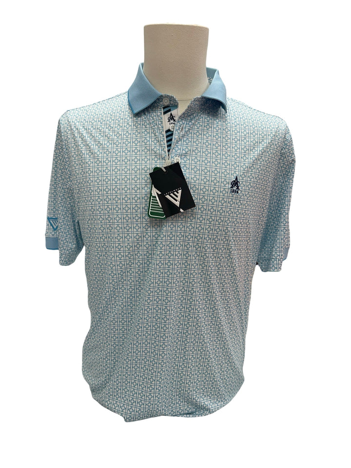 Mens Levelwear Tile Polo Top - Blue - Medium (FINAL SALE ITEM)