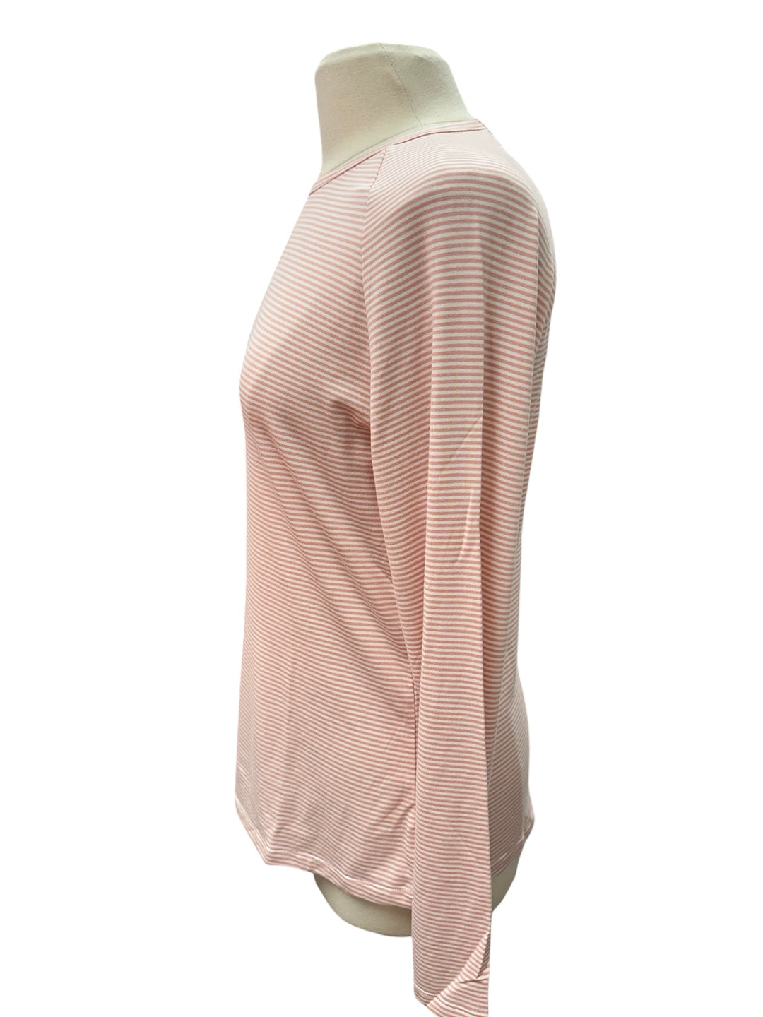 Abby Long Sleeve Tee - Misted Rose/White Mini Stripe - XL