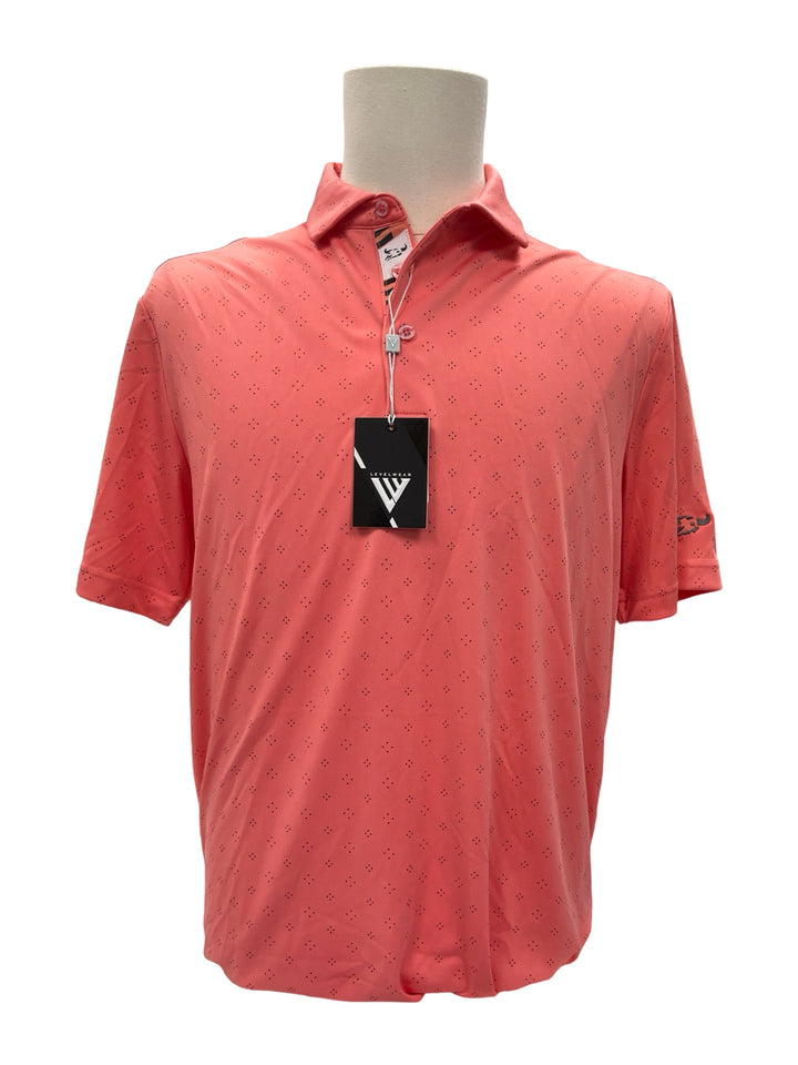 Mens Levelwear Rover Polo Top - Coral - Medium (FINAL SALE ITEM)