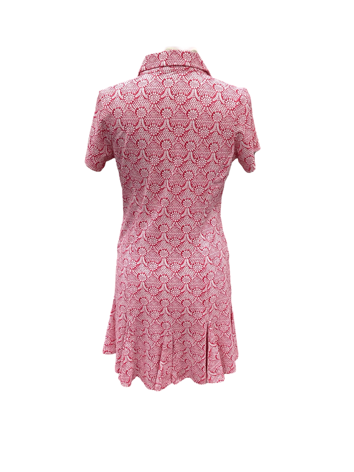 IBKUL Leslie Print Short Sleeve Godet Dress- Small