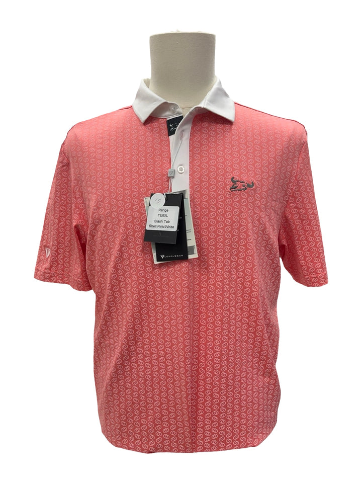 Mens Levelwear Range Polo Top - Coral - Medium (FINAL SALE ITEM)