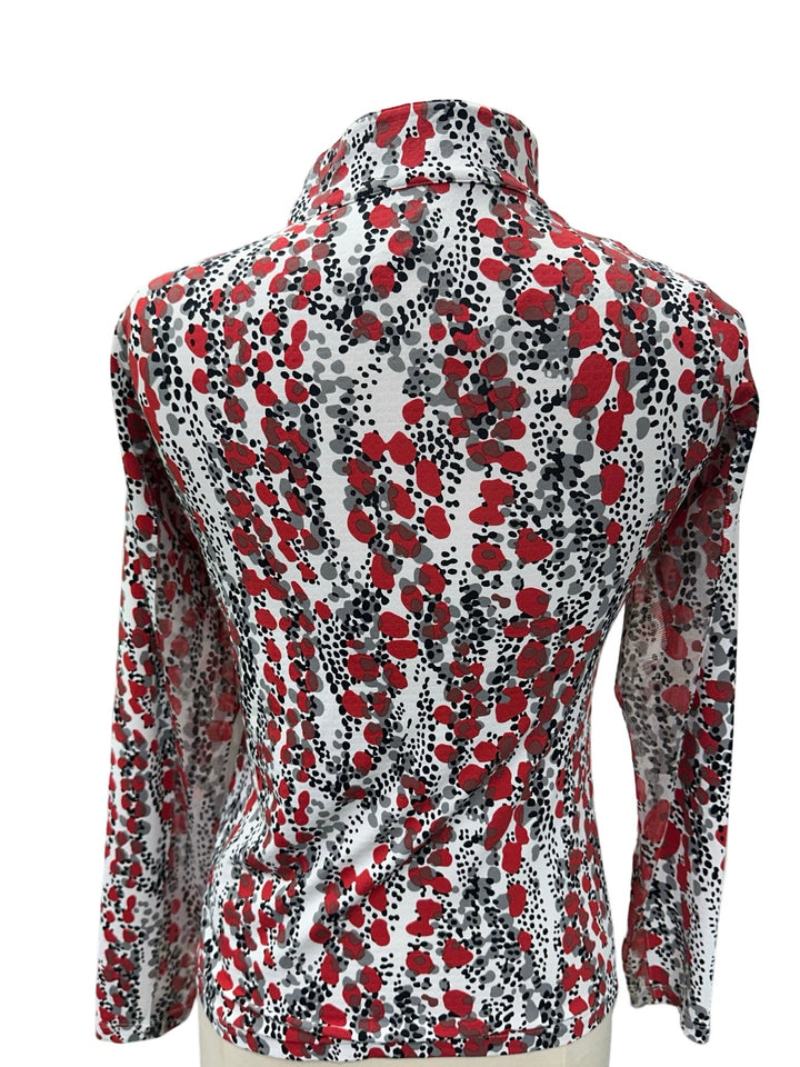 IBKUL Kamila Long Sleeve Mock Neck - Red/Black -Small - Skorzie