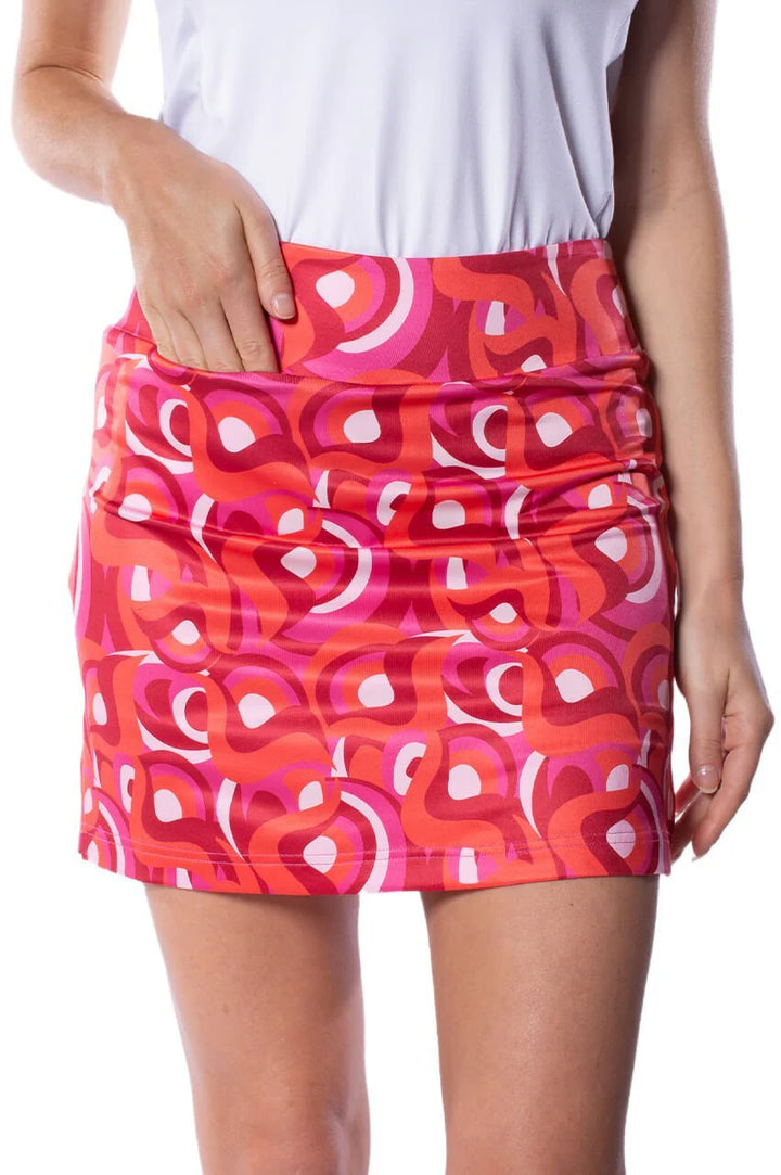 Golftini Womens Reckless Stretch A-Line Skort (16.5) - Red/Pink