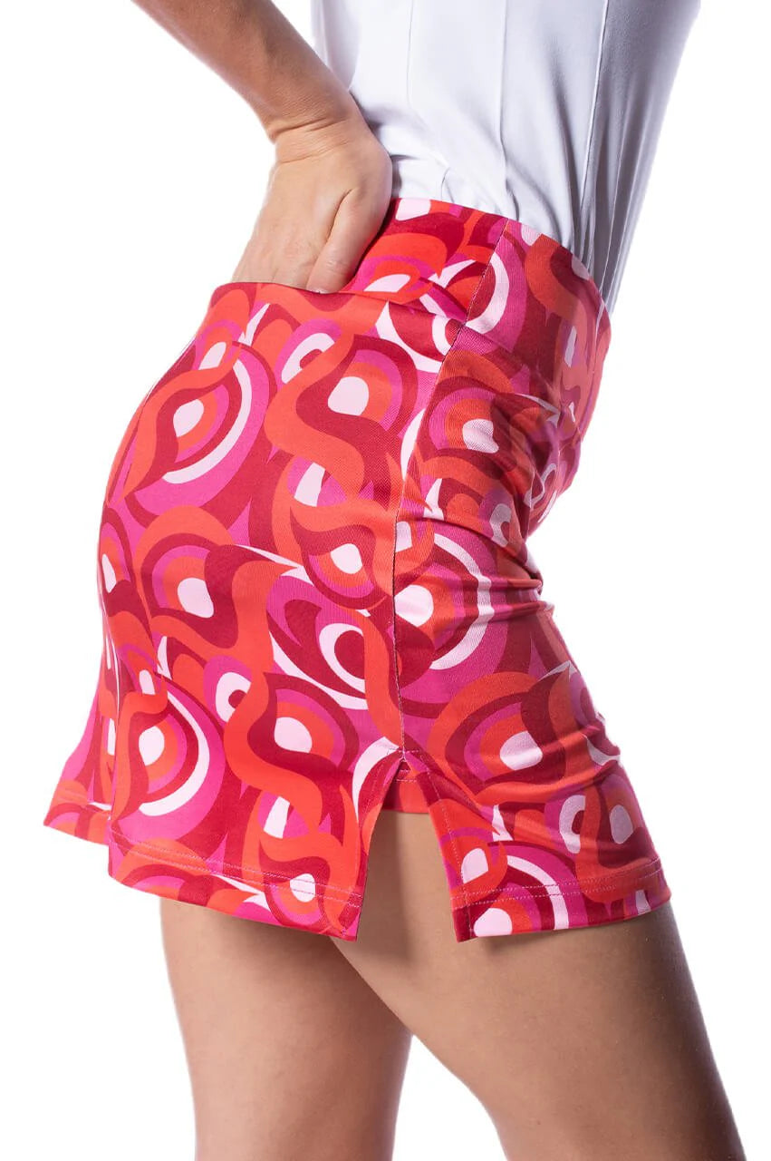 Golftini Womens Reckless Stretch A-Line Skort (16.5) - Red/Pink
