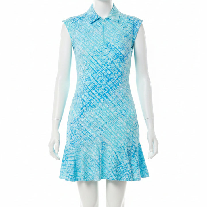 IBKUL Womens Liz Sleeveless Zip Polo Dress - Jade/Lavender