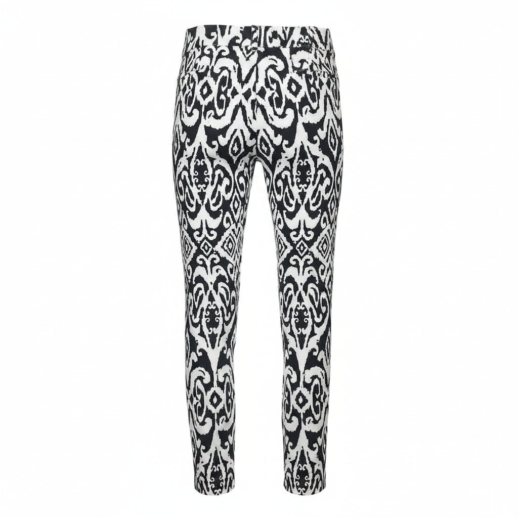 IBKUL Womens Pull On Ankle Pant - Black/White