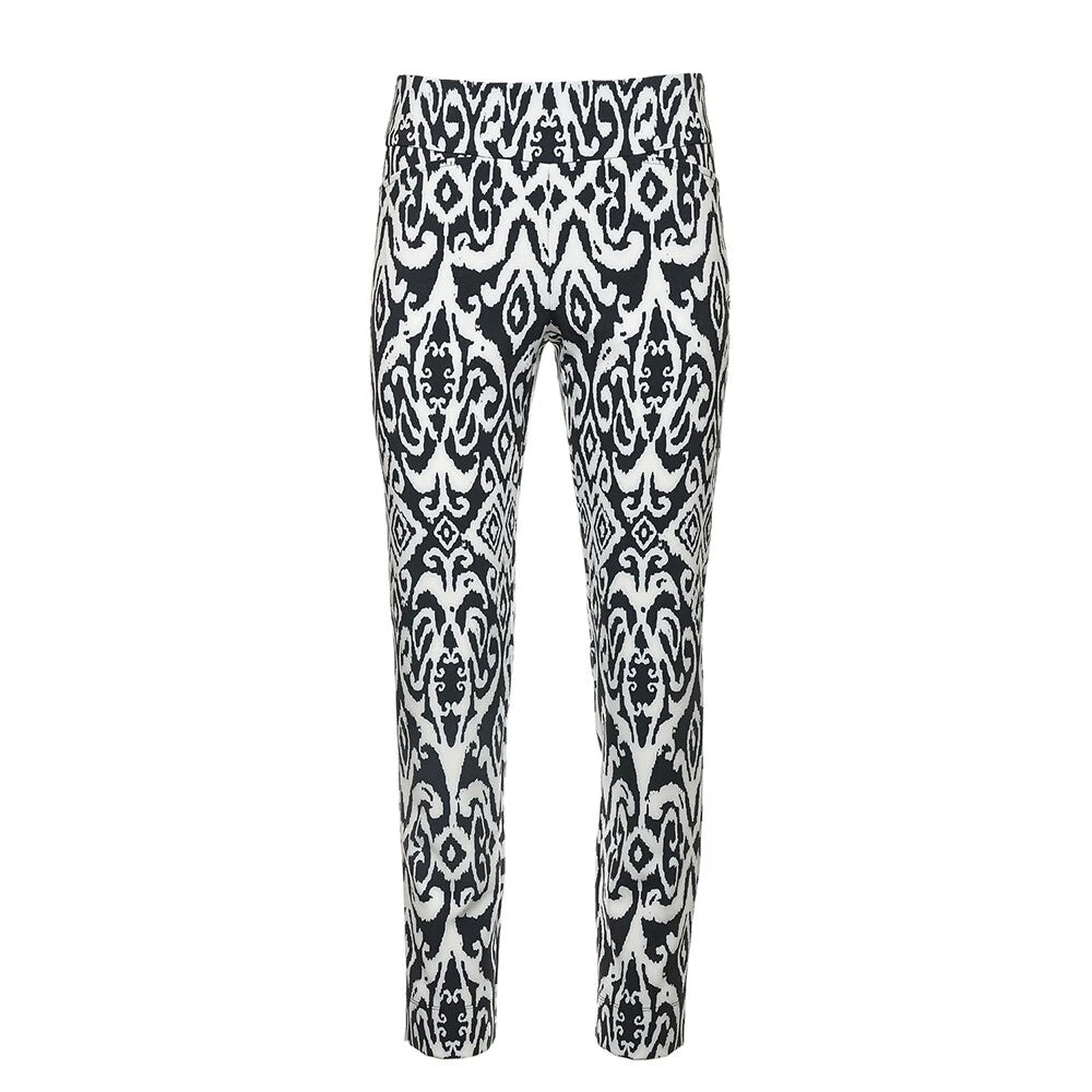 IBKUL Womens Pull On Ankle Pant - Black/White