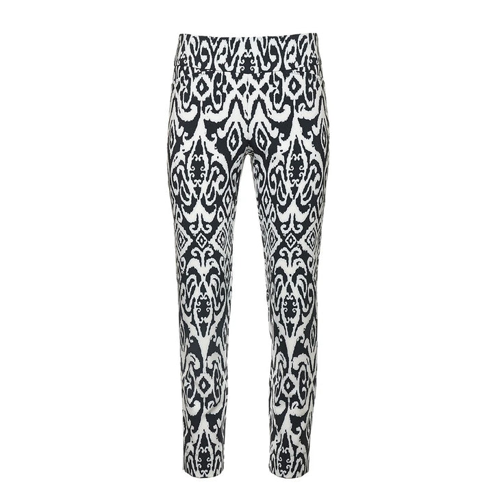 IBKUL Womens Pull On Ankle Pant - Black/White
