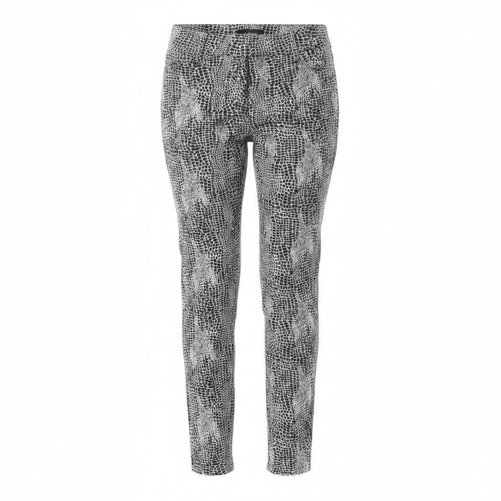 IBKUL Womens Pull On Snake Ankle Pant - Black/White