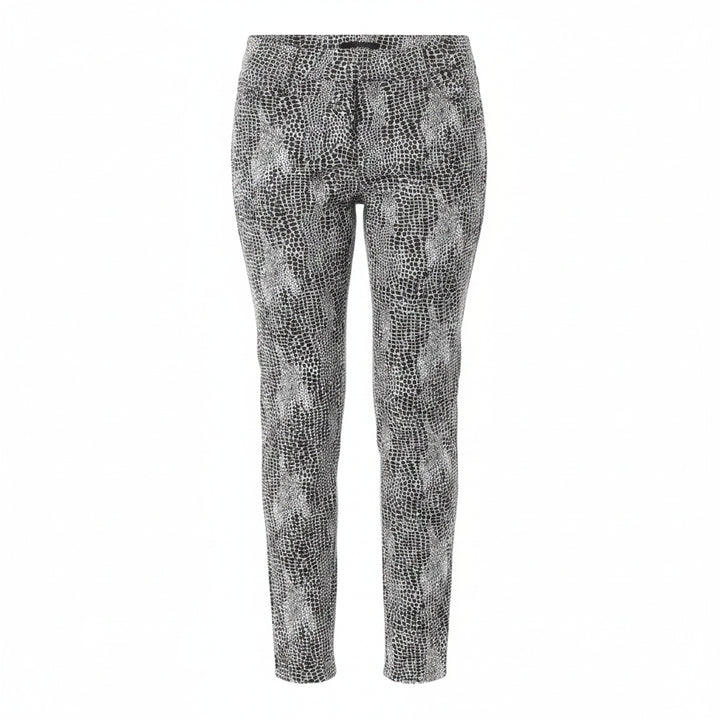IBKUL Womens Pull On Snake Ankle Pant - Black/White