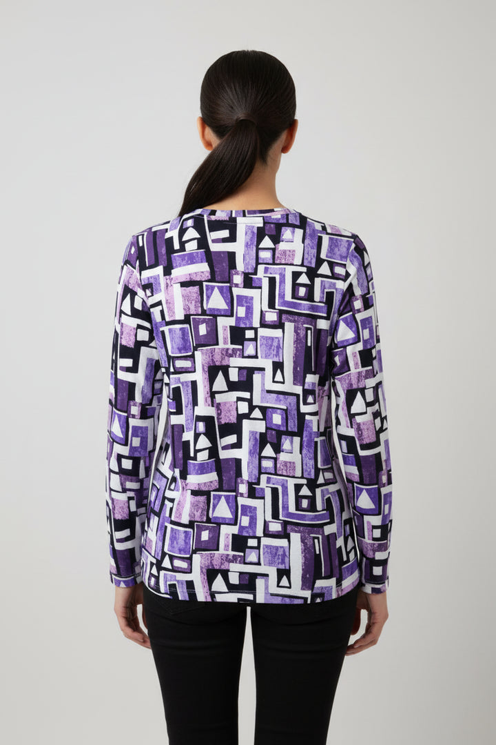 IBKUL Jennifer Long Sleeve Crew Neck Top - Plum