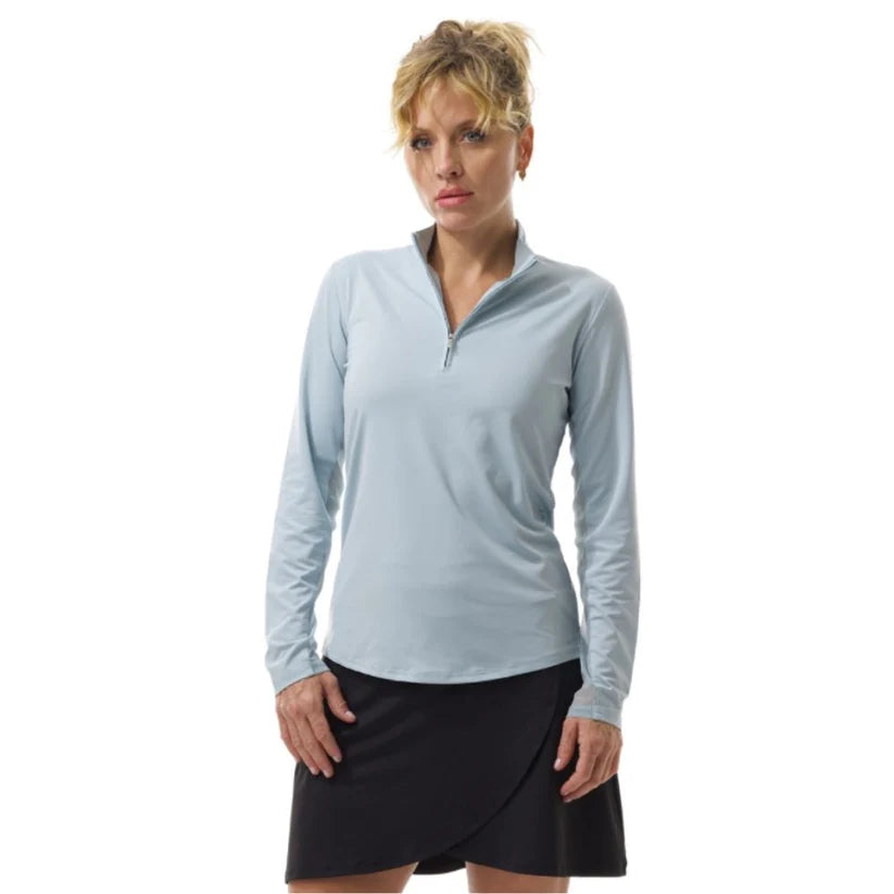 SanSoleil SUNGLOW L/S ZIP MOCK SS PULLER - SAGE - Skorzie