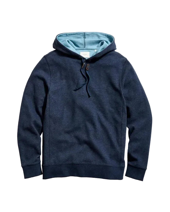 Billy Reid Mens Long Sleeve Rib Knit Hoodie Pullover - Carbon Blue