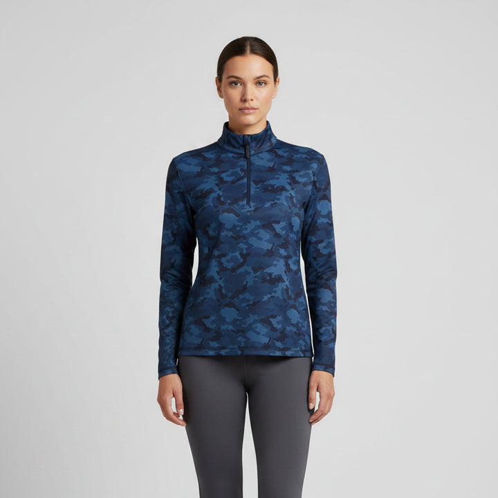 G/FORE Womens Camo Tech Long Sleeve Zip Polo - Twilight