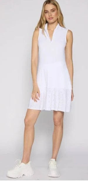 G-Lifestyle Sleeveless Half Zip Up Dress - White - Skorzie