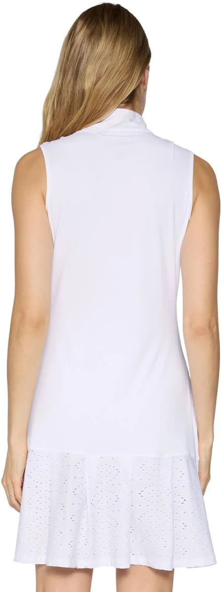 G-Lifestyle Sleeveless Half Zip Up Dress - White - Skorzie