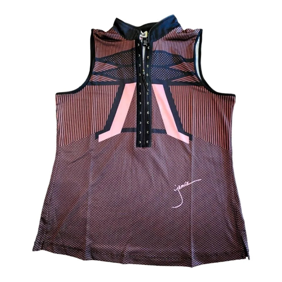 Jamie Sadock Womens Starship Sleeveless Zip Mock - Brown Sugar/Panther Pink