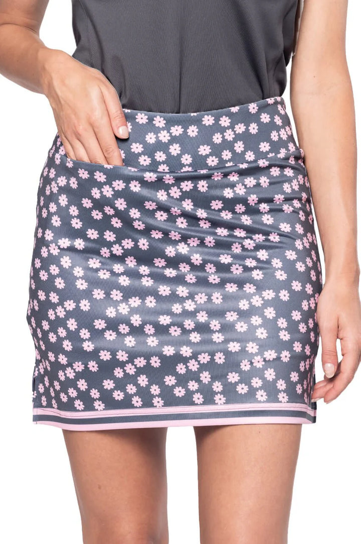 Golftini Womens Tee Time Pull-On Straight Skort (17.5) - Slate Grey/Rose Pink