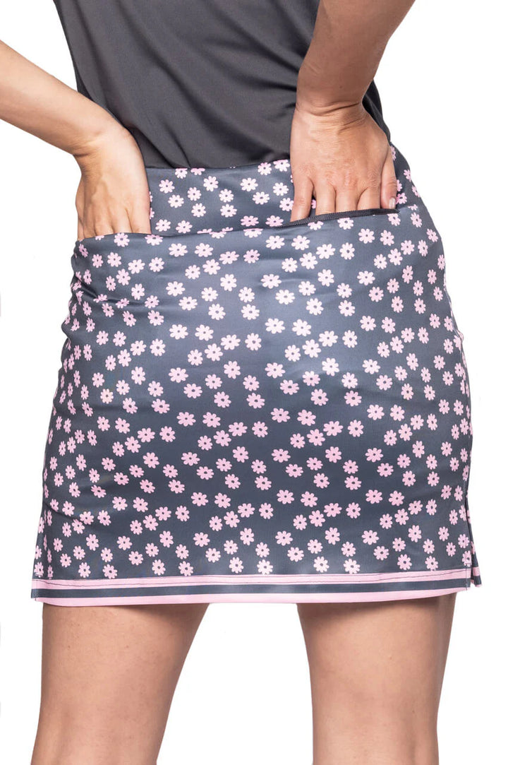 Golftini Womens Tee Time Pull-On Straight Skort (17.5) - Slate Grey/Rose Pink