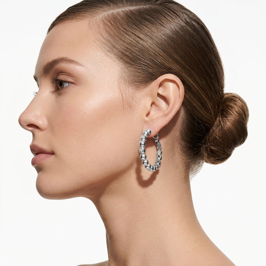 Brighton Women's Stud Earrings Twinkle Granulation Medium Hoops - Skorzie