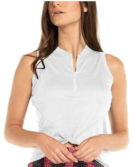 Lucky In Love Twisted It Up Zip Tank - White