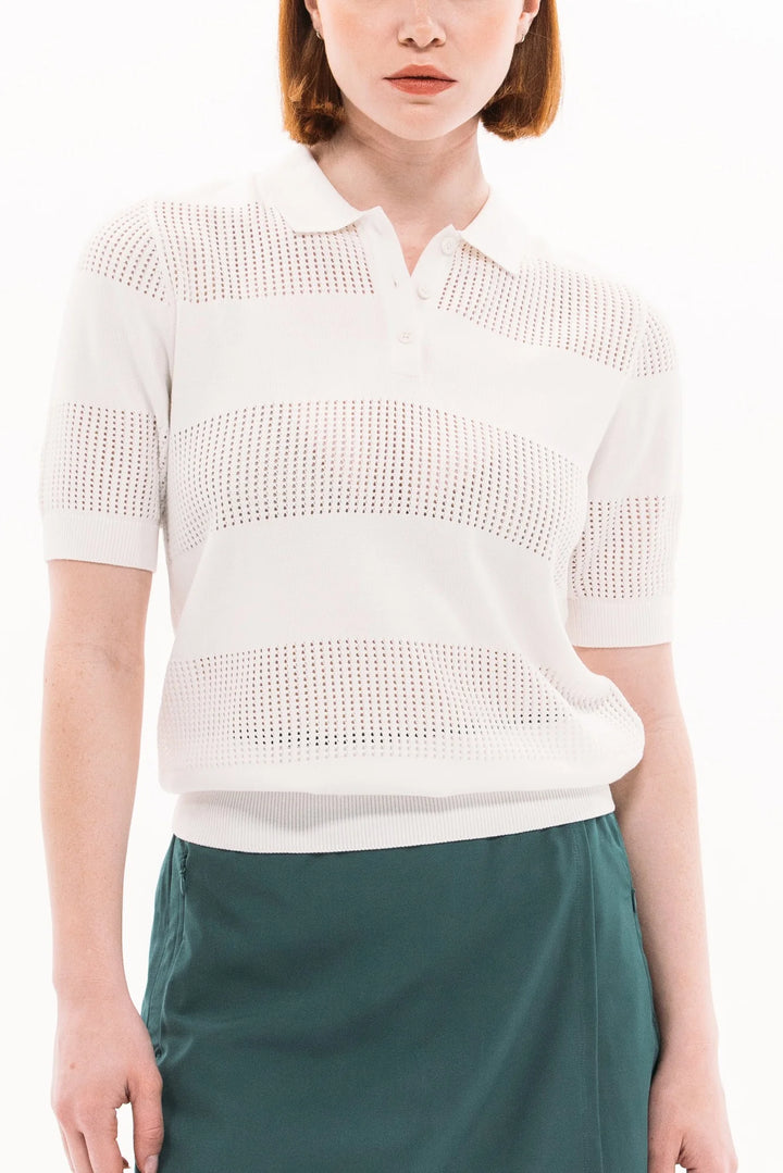 Foray Golf Textured Knit Short Sleeve Polo - White - Skorzie