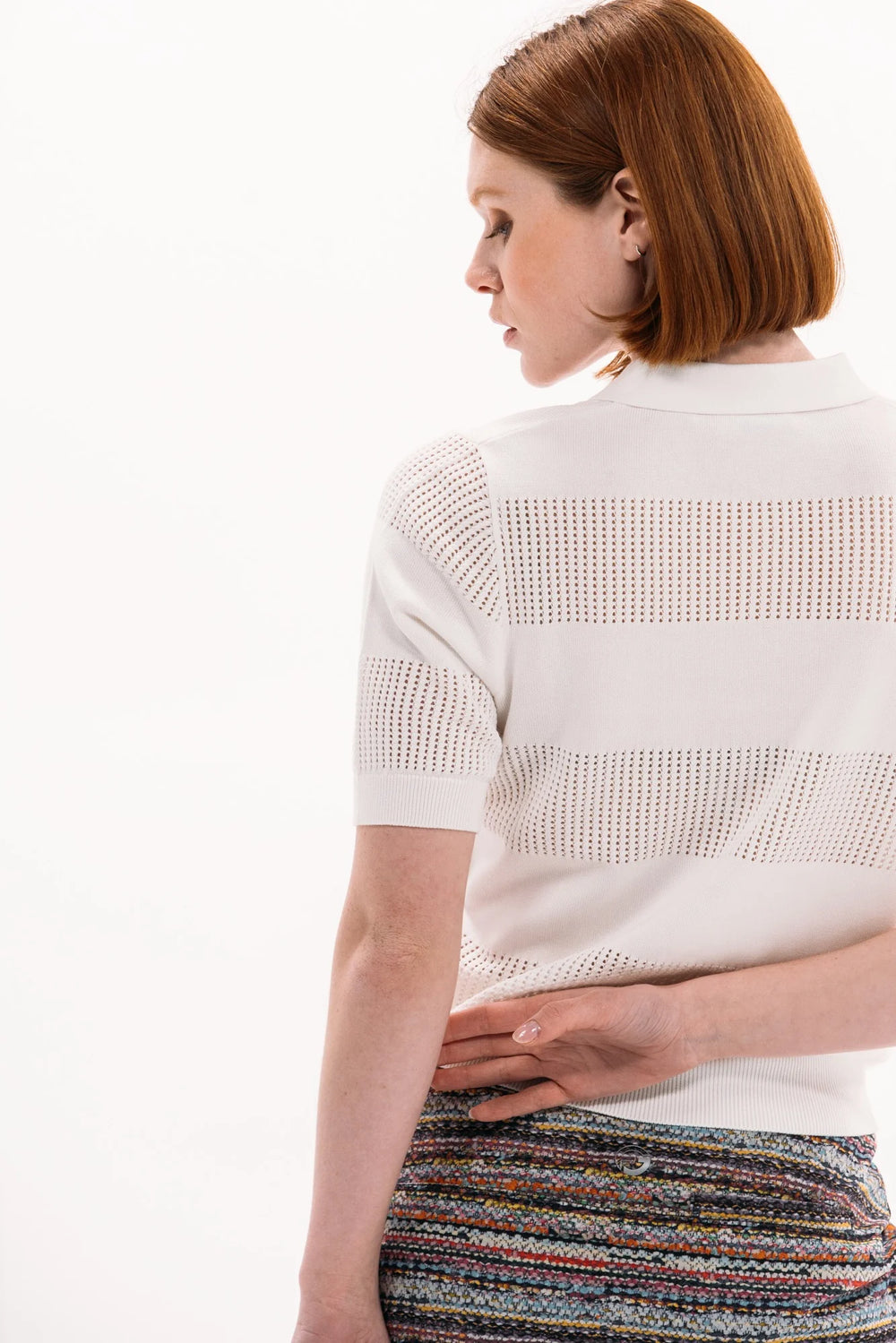 Foray Golf Textured Knit Short Sleeve Polo - White - Skorzie