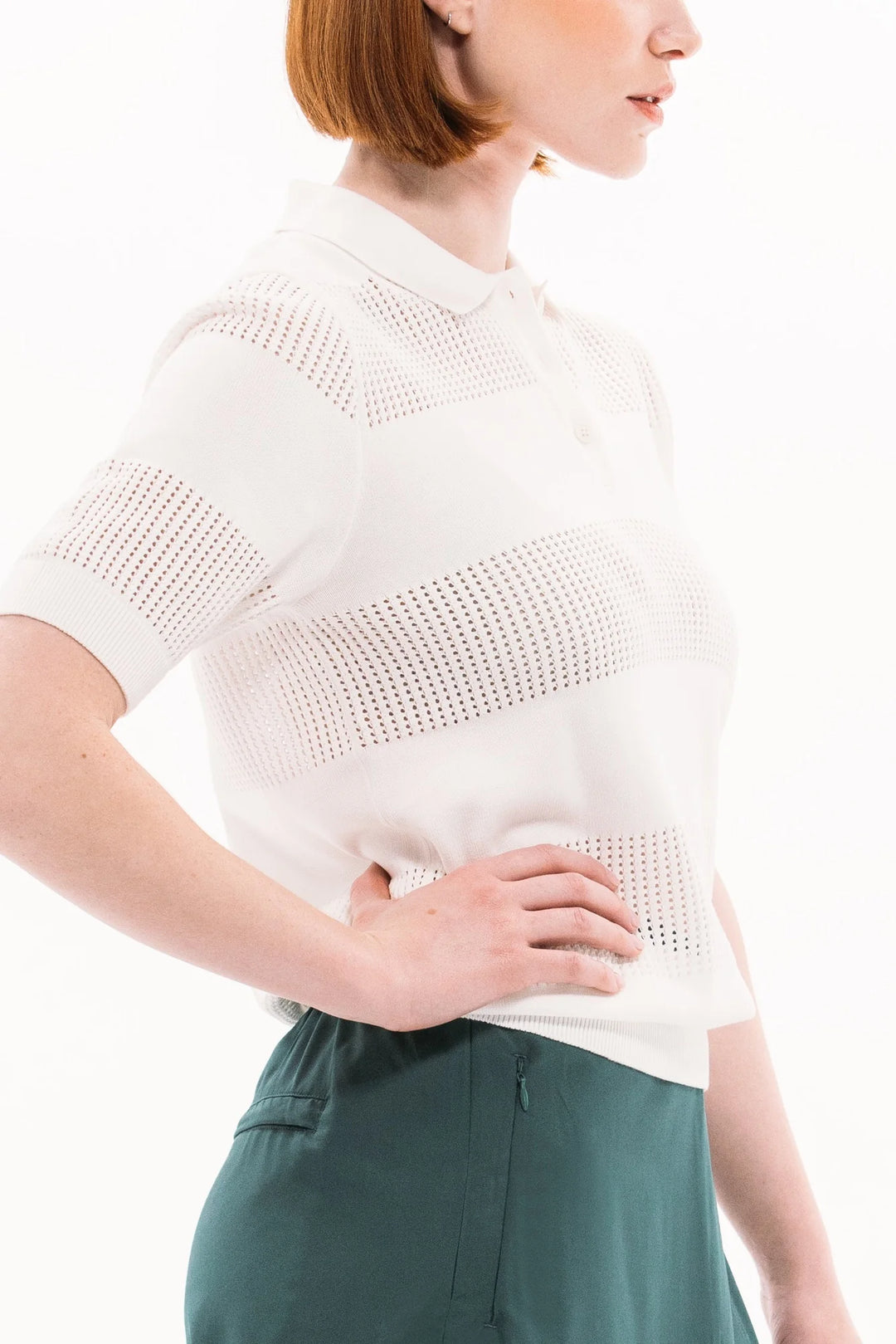 Foray Golf Textured Knit Short Sleeve Polo - White - Skorzie