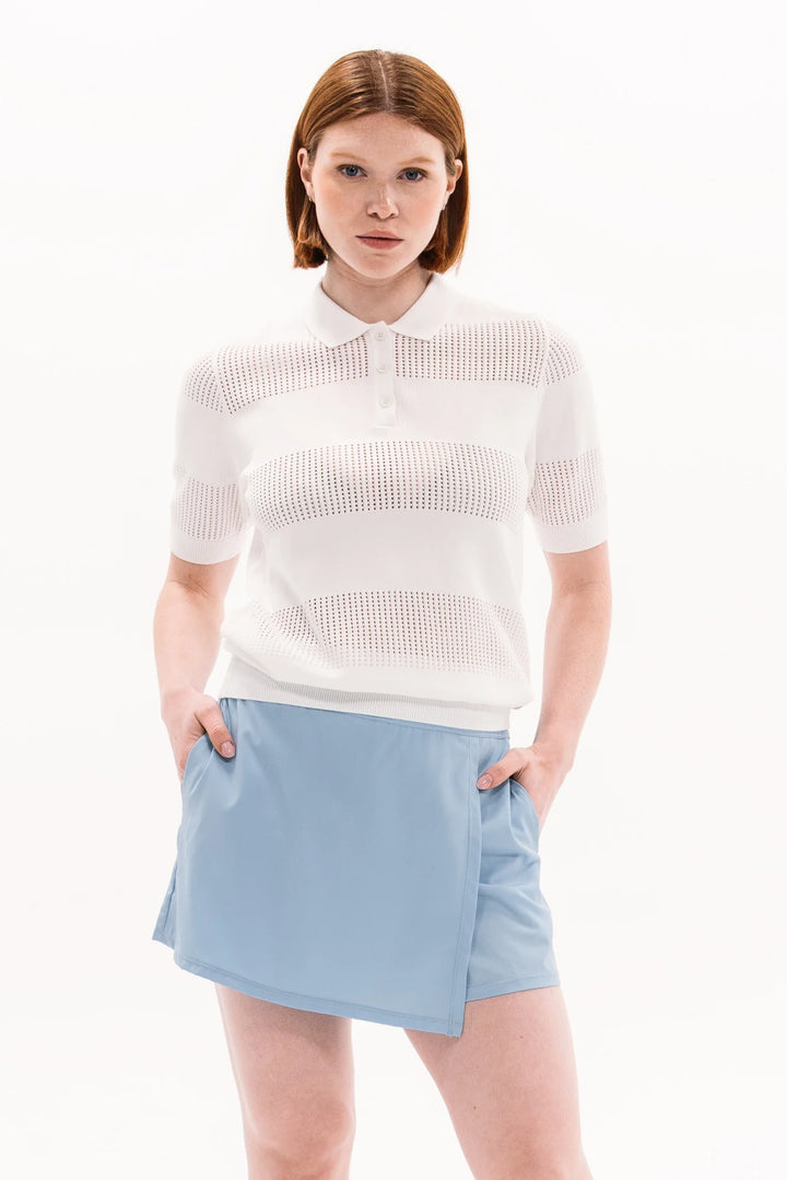 Foray Golf Textured Knit Short Sleeve Polo - White - Skorzie