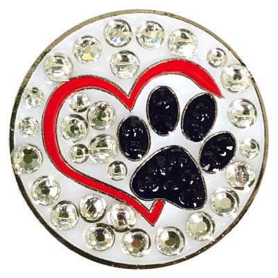 Golf America Magnetic Crystal Ball Marker - Dog Paw Love - Skorzie
