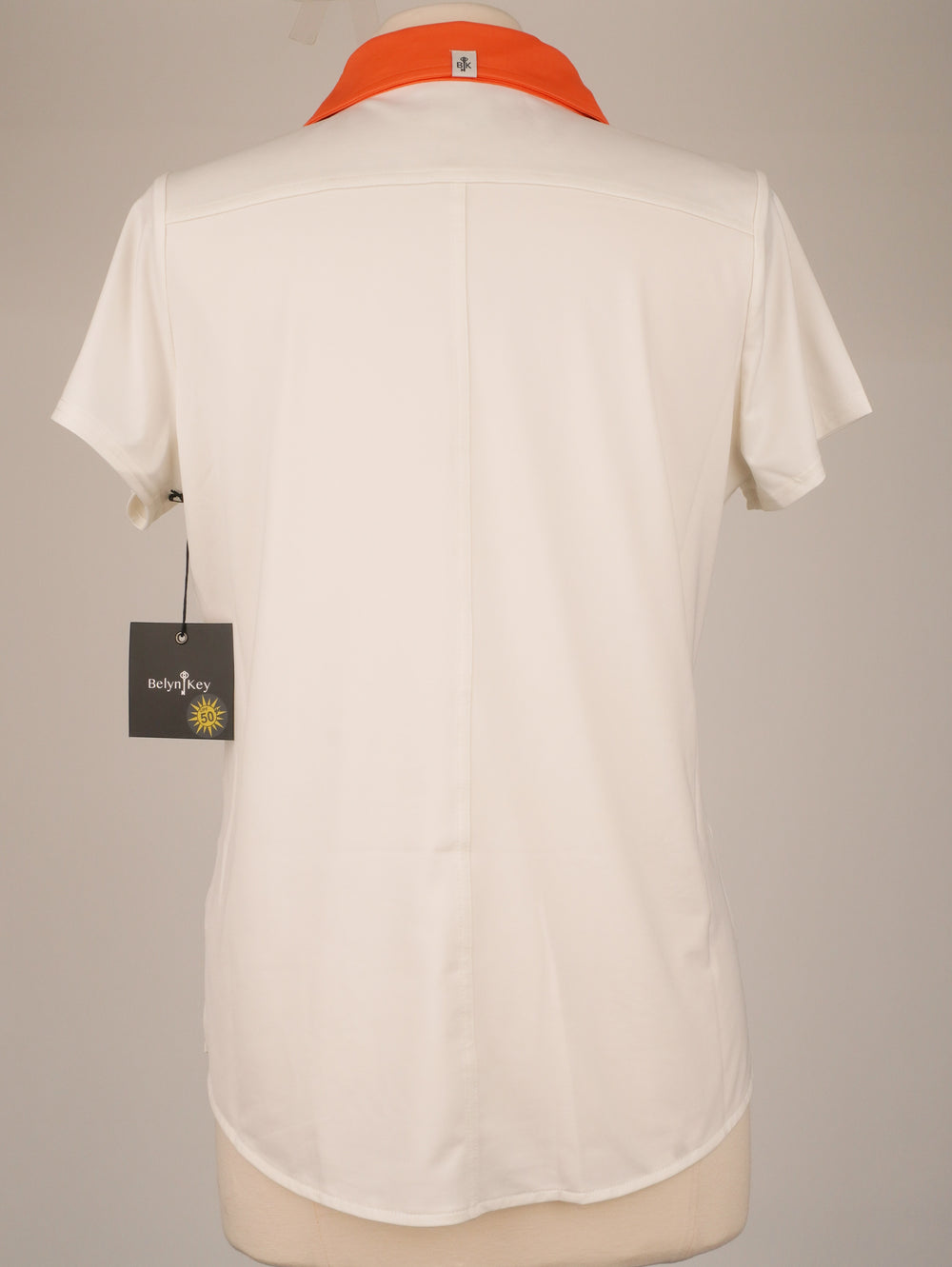 Belyn Key Zip Keystone Short Sleeve - White-Orange - Size Medium (final sale item) - Skorzie