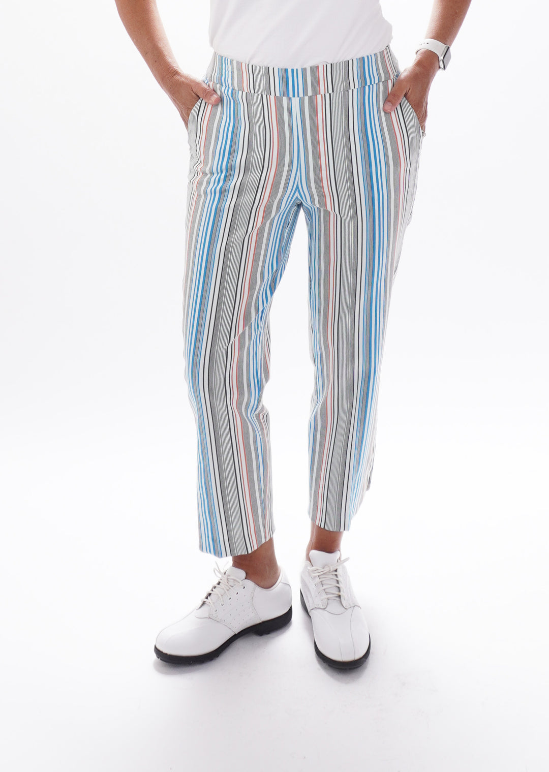 Swing Control Stripe Pants - White-Blue-Orange- Size- 6 - Skorzie