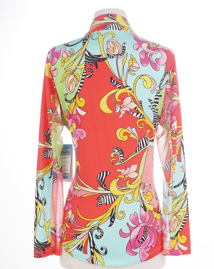 G-Lifestyle Fiona Coral Multi Mock Long Sleeve - Size Medium - Skorzie