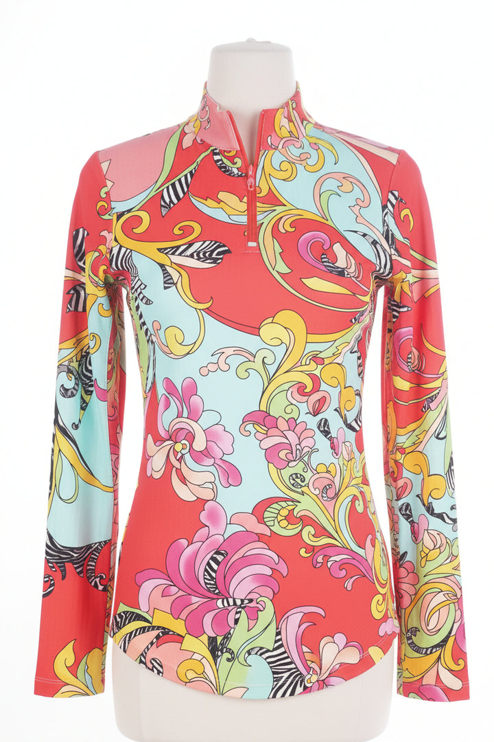 G-Lifestyle Fiona Coral Multi Mock Long Sleeve - Size Medium - Skorzie