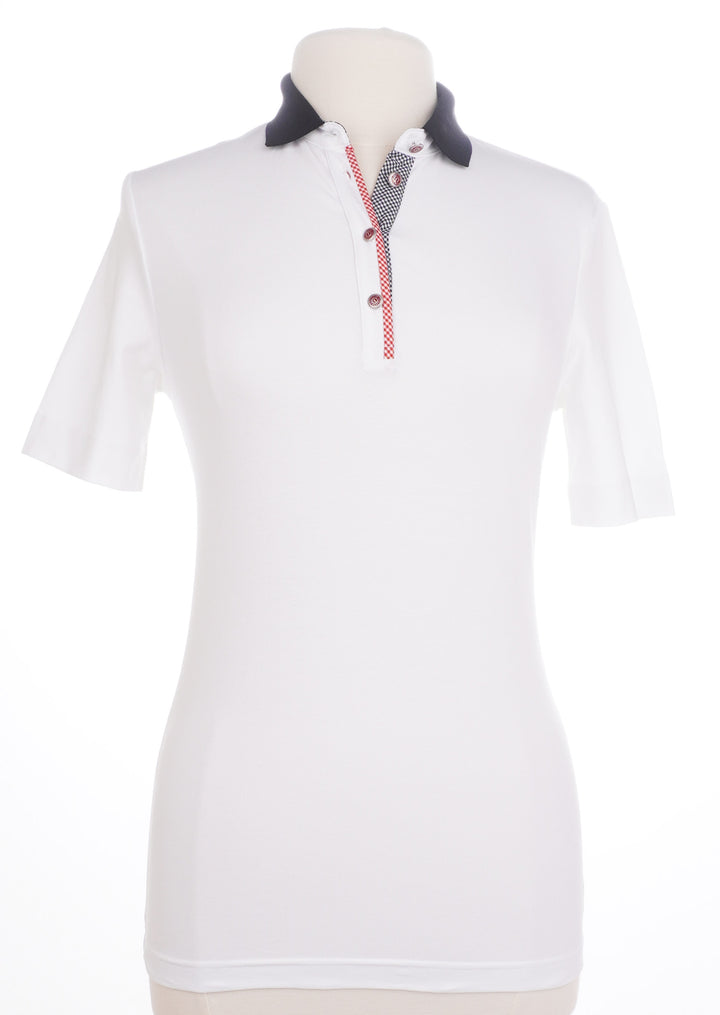 Golfino Vichy Short Sleeve Polo - White - Sizes XS, S - Skorzie
