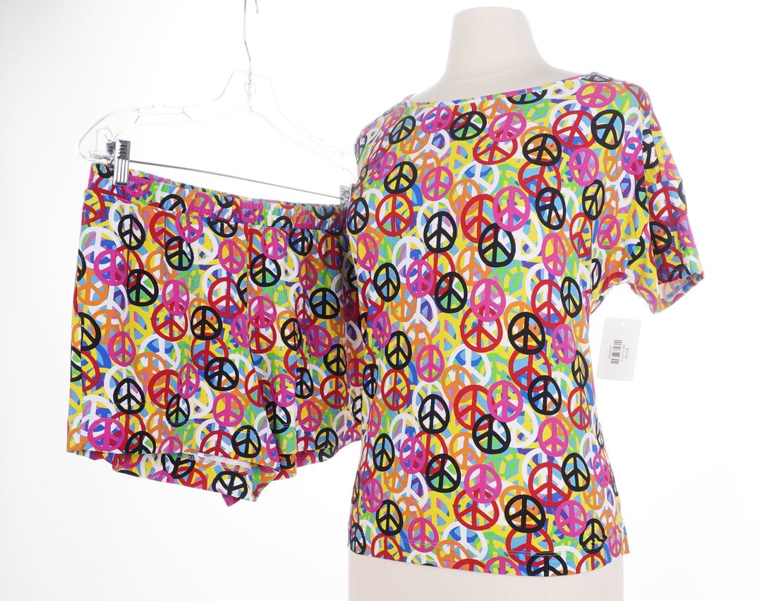 IBKomfortable By IBKUL Peace Pajama Short Set  - Size Small - Skorzie