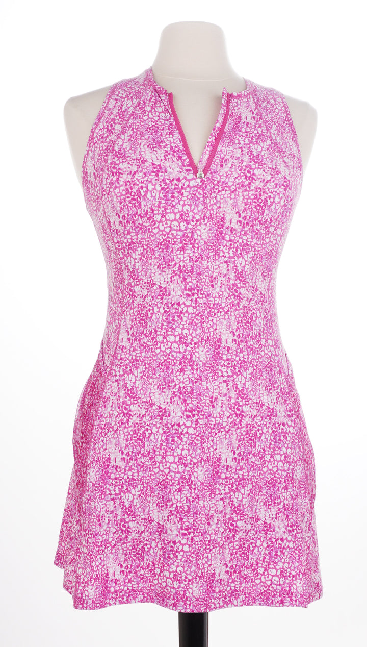 IBKUL Abstract Skin Sleeveless Tennis Dress - Pink - Size Small - Skorzie