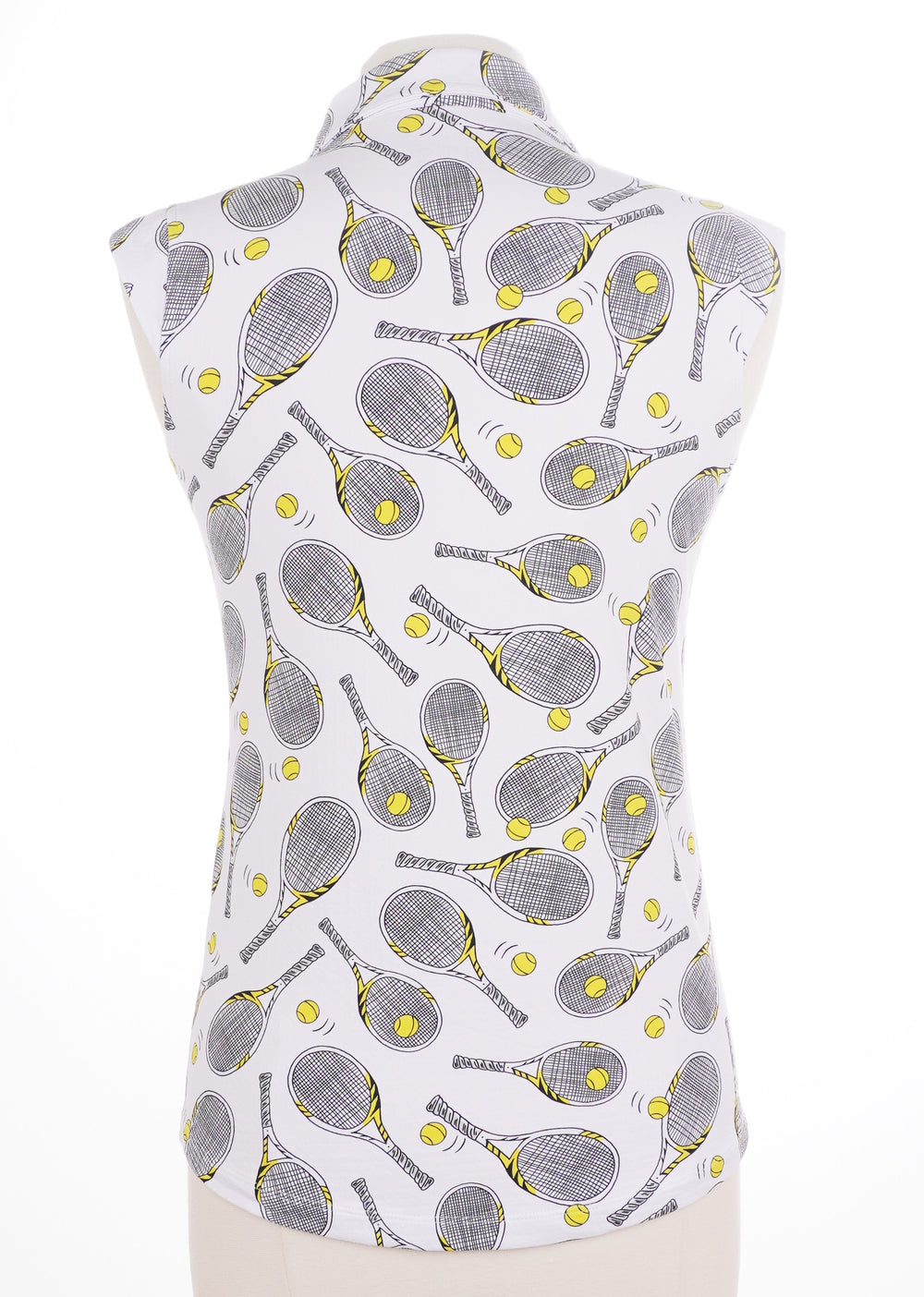 IBKUL Venus Print Sleeveless Polo - White - Size Small - Skorzie