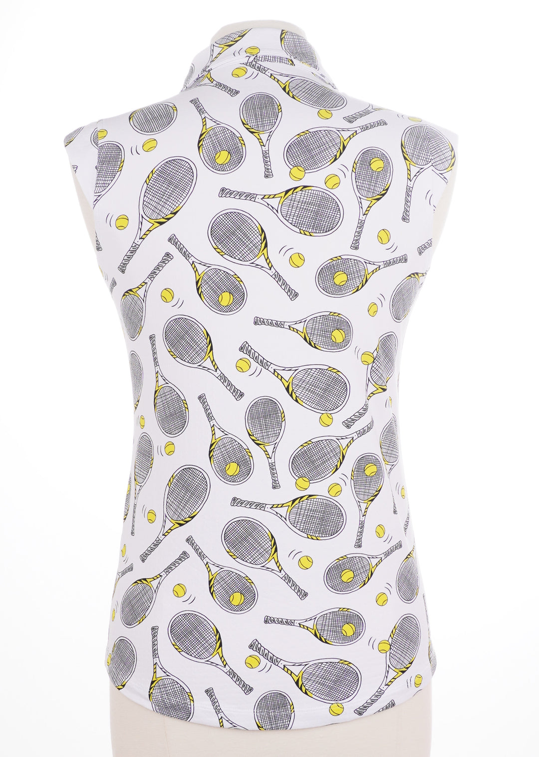 IBKUL Venus Print Sleeveless Polo - White - Size Small - Skorzie