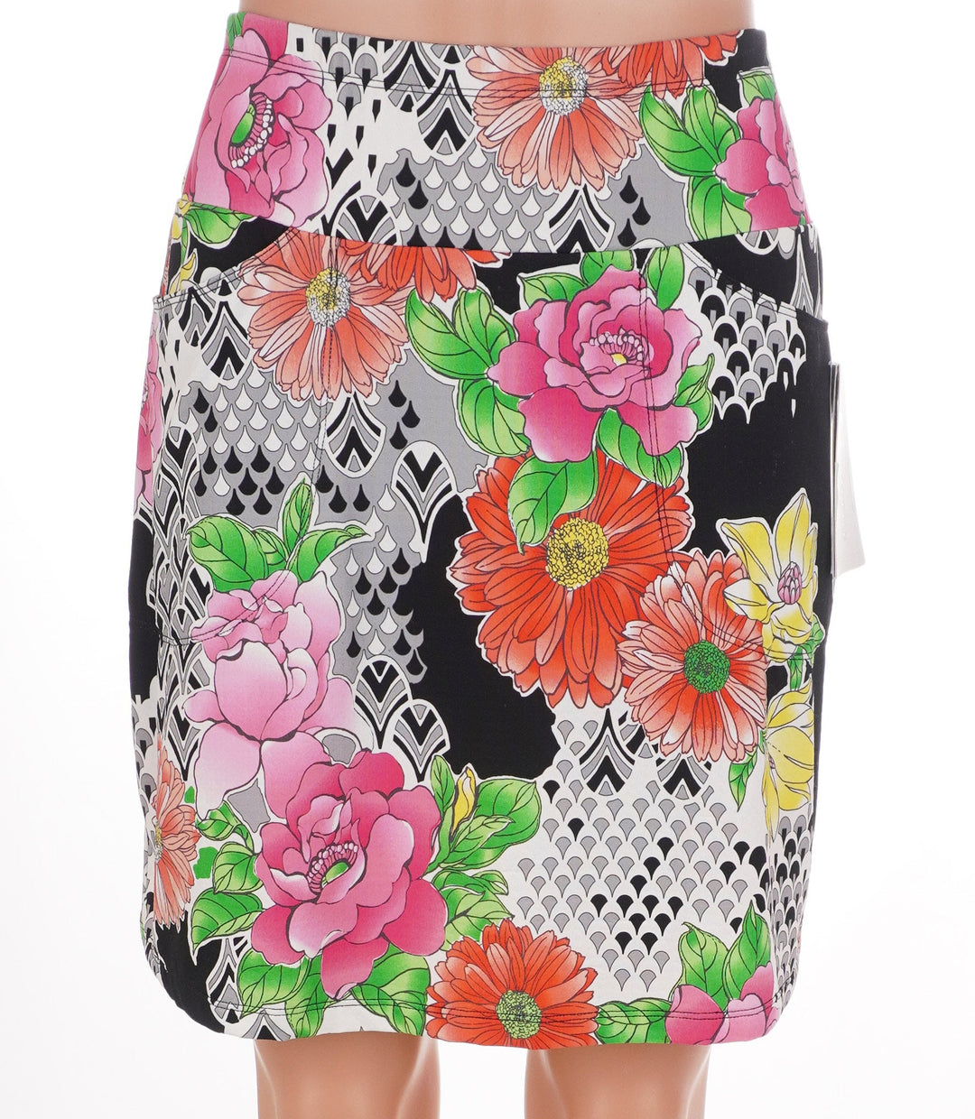 G Lifestyle Deco Daisy Skort - Black Multi - Size Small - Skorzie