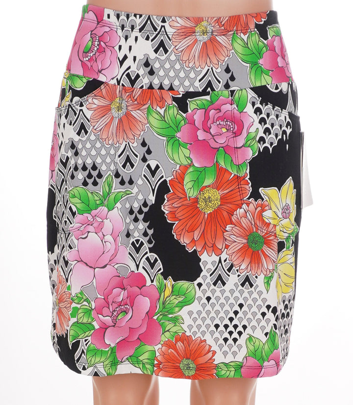 G Lifestyle Deco Daisy Skort - Black Multi - Size Small - Skorzie