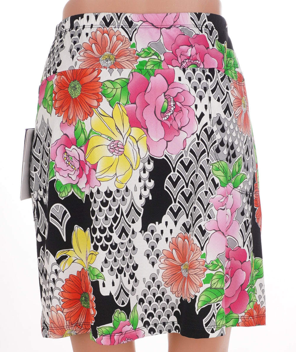 G Lifestyle Deco Daisy Skort - Black Multi - Size Small - Skorzie