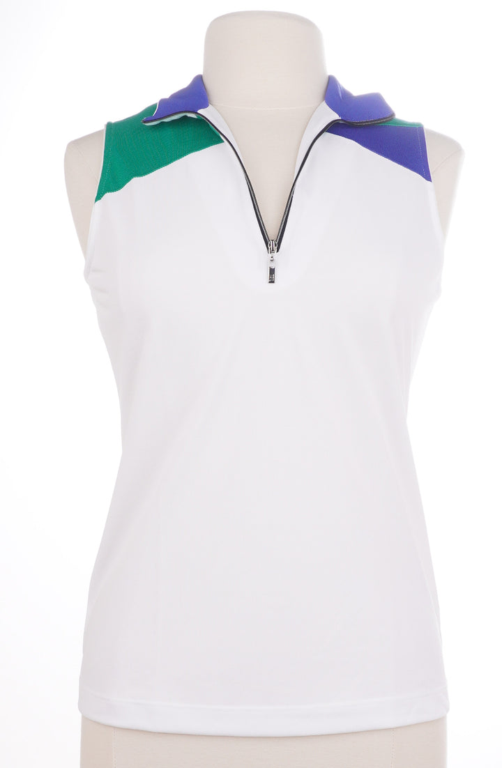 Tail Colorblock Sleeveless Top - White/Blue/Green - Size Small - Skorzie