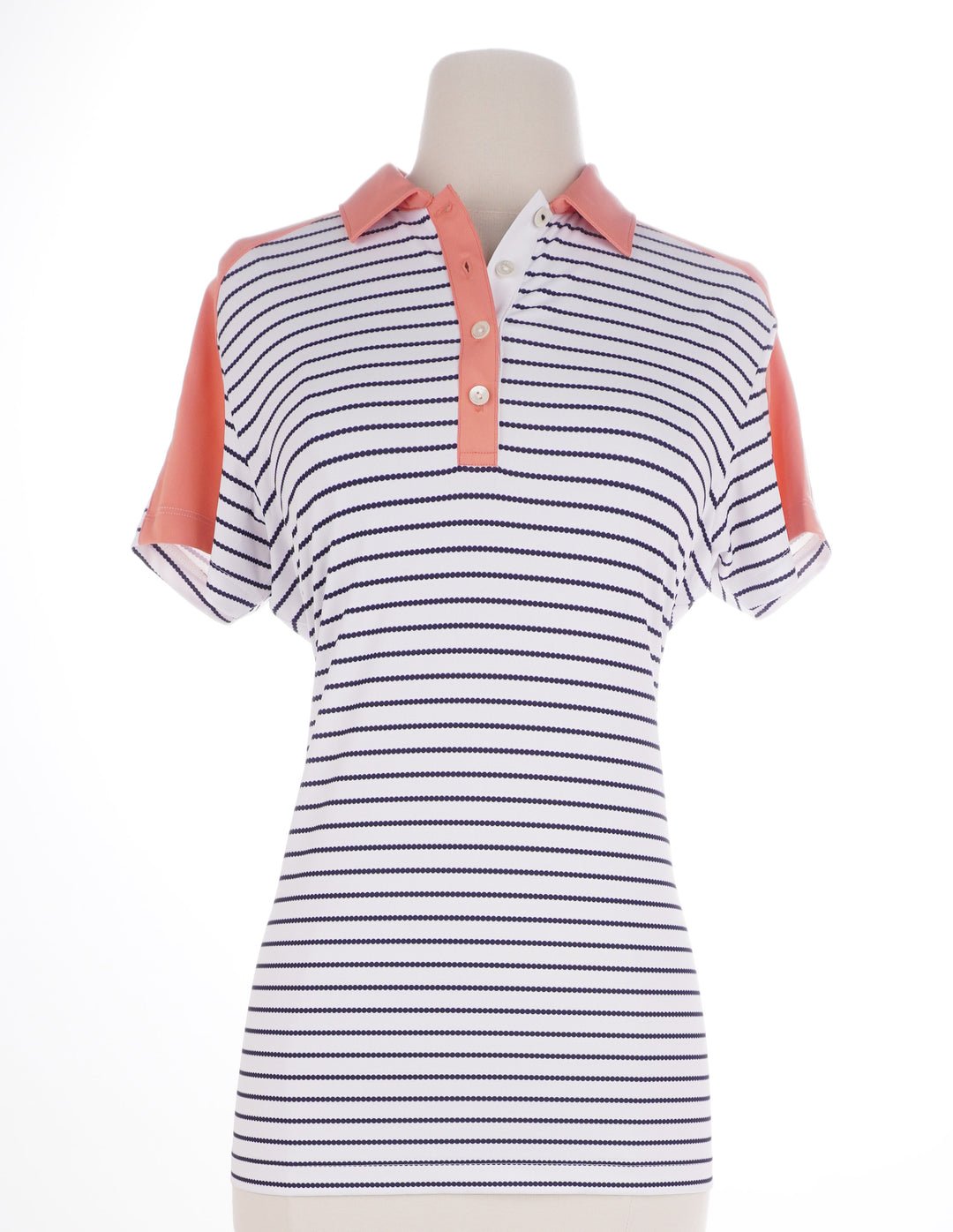 Peter Millar Stripe Short Sleeve - Navy/White/Peach - Skorzie