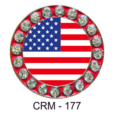 Crystal Rim Ball Marker - American Flag - Skorzie