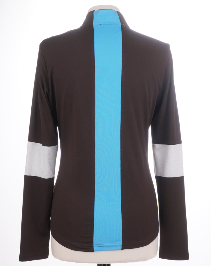 GG Blue Long Sleeve Mock Collar Top - Size Medium - Skorzie