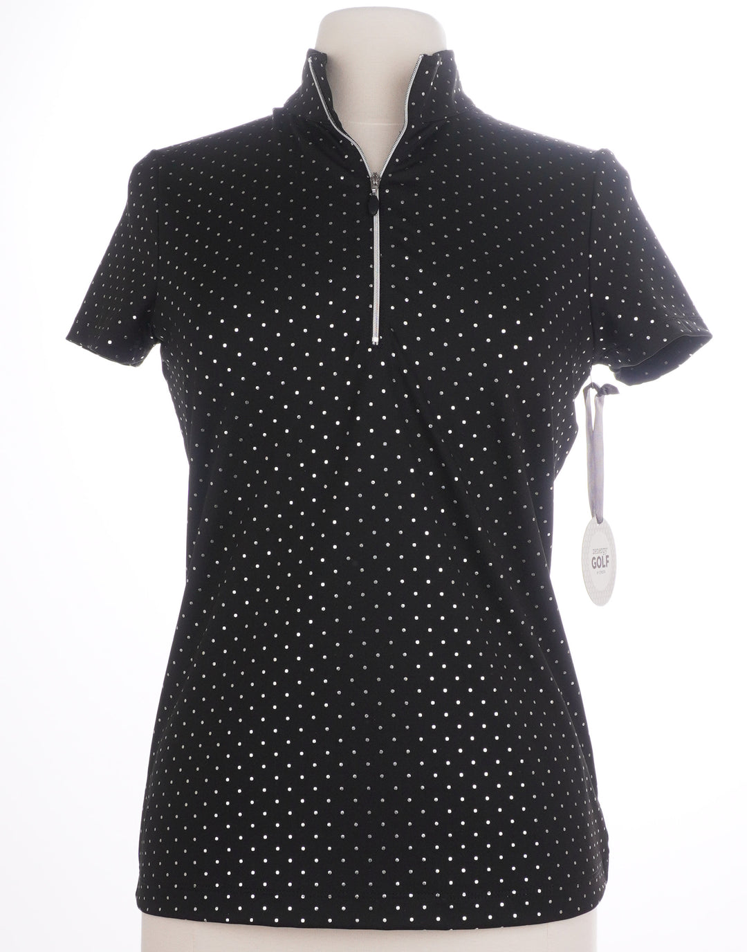 Zenergy Golf Dot Foil Print Short Sleeve Top - Size 0 - Skorzie
